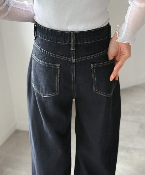 Jewelobe(ジュエローブ)の「濃紺ワイドデニムパンツ(デニムパンツ・レディース・ネイビー・S/M)」の5枚目の写真