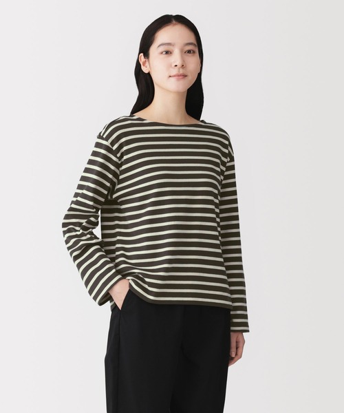 無印良品(ムジルシリョウヒン)の「婦人 太番手ボートネック長袖Tシャツ(Tシャツ/カットソー・レディース・グレー系/グリーン系/チャコールグレー/オフホワイト/ピンク系/ネイビー系・XS/S/M/L/XL/XXL)」の3枚目の写真