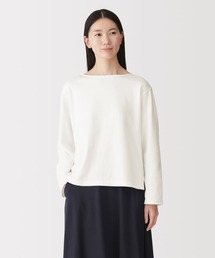 婦人 太番手ボートネック長袖Tシャツ