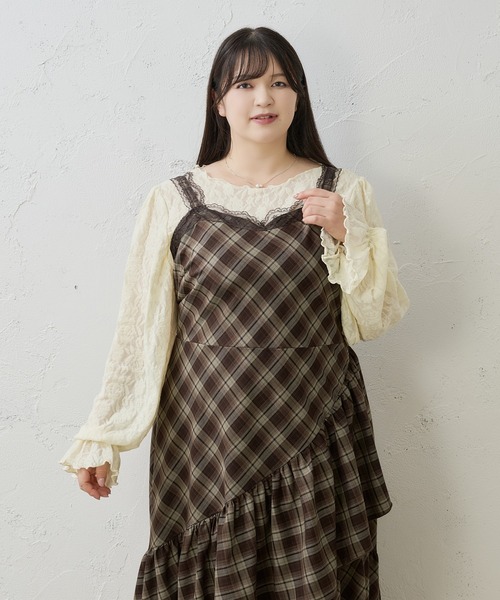 Louiosy(ルオシー)の「【Louiosy】【大きいサイズ】レースデザインアシメフリルマーメイドキャミワンピース(ワンピース・レディース・ブラック/ベージュ/ブラウン系その他・LL/4L/3L)」の11枚目の写真