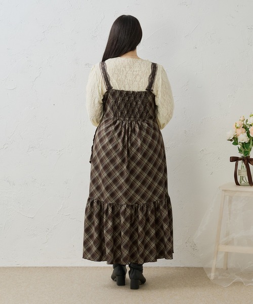 Louiosy(ルオシー)の「【Louiosy】【大きいサイズ】レースデザインアシメフリルマーメイドキャミワンピース(ワンピース・レディース・ブラック/ベージュ/ブラウン系その他・LL/4L/3L)」の12枚目の写真
