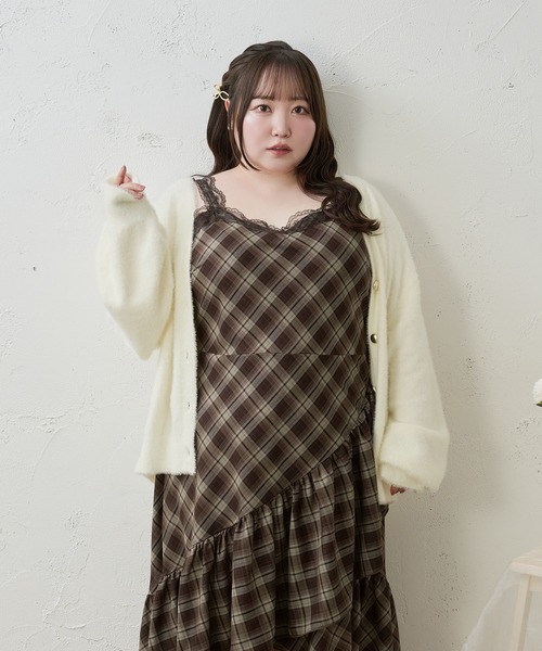 Louiosy(ルオシー)の「【Louiosy】【大きいサイズ】レースデザインアシメフリルマーメイドキャミワンピース(ワンピース・レディース・ブラック/ベージュ/ブラウン系その他・LL/4L/3L)」の14枚目の写真