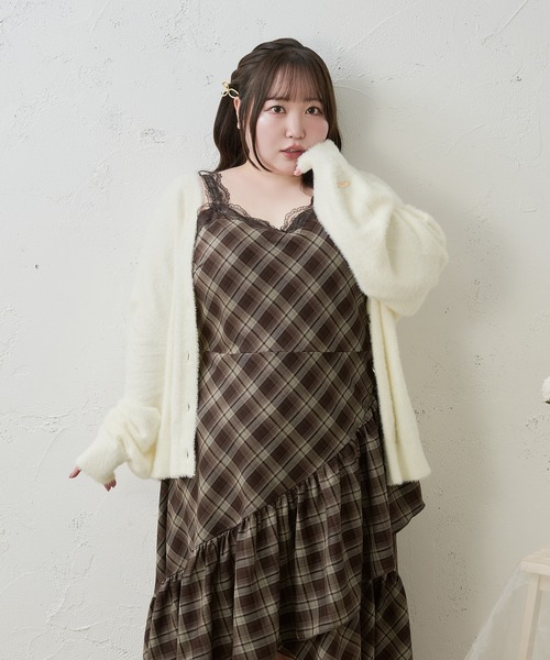 Louiosy(ルオシー)の「【Louiosy】【大きいサイズ】レースデザインアシメフリルマーメイドキャミワンピース(ワンピース・レディース・ブラック/ベージュ/ブラウン系その他・LL/4L/3L)」の15枚目の写真