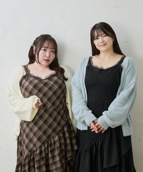 Louiosy(ルオシー)の「【Louiosy】【大きいサイズ】レースデザインアシメフリルマーメイドキャミワンピース(ワンピース・レディース・ブラック/ベージュ/ブラウン系その他・LL/4L/3L)」の4枚目の写真