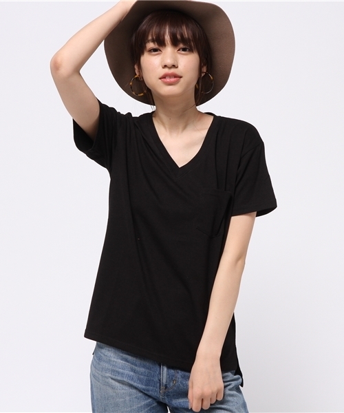 VENCEEXCHANGE（ヴァンスエクスチェンジ）の「ベーシックTシャツ  （Tシャツ/カットソー・レディース・オフホワイト/グレー/コーラル/ブラック/ダークオリーブ・MEDIUM）」の3枚目の写真