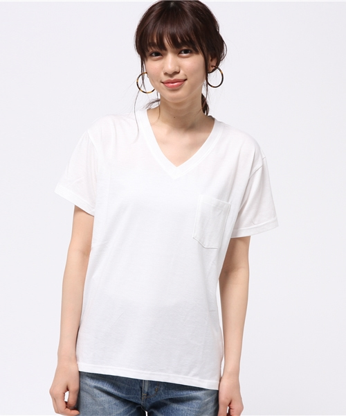 VENCEEXCHANGE（ヴァンスエクスチェンジ）の「ベーシックTシャツ  （Tシャツ/カットソー・レディース・オフホワイト/グレー/コーラル/ブラック/ダークオリーブ・MEDIUM）」の6枚目の写真