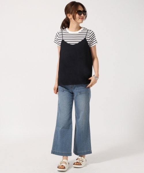 GLOBAL WORK（グローバルワーク）の「ジョーゼットキャミレイヤード半袖/722844（Tシャツ/カットソー・レディース・ブラック/ネイビー/ブラウン・LARGE/MEDIUM）」の19枚目の写真