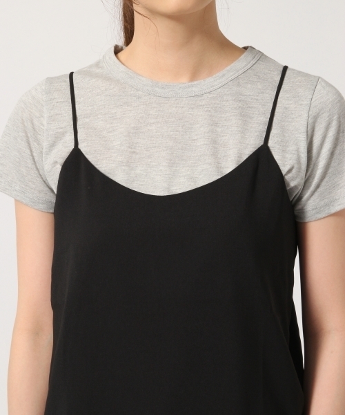 GLOBAL WORK（グローバルワーク）の「ジョーゼットキャミレイヤード半袖/722844（Tシャツ/カットソー・レディース・ブラック/ネイビー/ブラウン・LARGE/MEDIUM）」の14枚目の写真