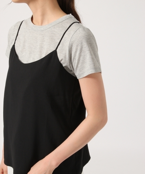 GLOBAL WORK（グローバルワーク）の「ジョーゼットキャミレイヤード半袖/722844（Tシャツ/カットソー・レディース・ブラック/ネイビー/ブラウン・LARGE/MEDIUM）」の15枚目の写真
