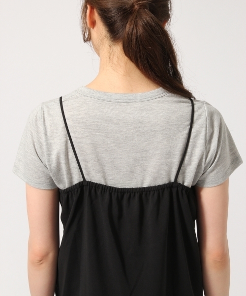 GLOBAL WORK（グローバルワーク）の「ジョーゼットキャミレイヤード半袖/722844（Tシャツ/カットソー・レディース・ブラック/ネイビー/ブラウン・LARGE/MEDIUM）」の9枚目の写真