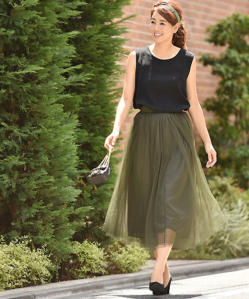 coca(coca)(コカ)の「選べる6カラー◇ふんわりチュールスカート(スカート・レディース・グレー/ネイビー/アイボリー/ブラック/カーキ/ライトグレー・ONESIZE/ONE SIZE)」の15枚目の写真