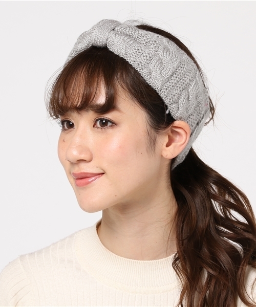 salle de bal（サルデバル）の「ニットヘアバンド/ヘアターバン/アクリルモヘアターバン（ヘアバンド・レディース・ホワイト/ピンク/ブラック/ダークグリーン/ネイビー/グレー・FREE）」の4枚目の写真