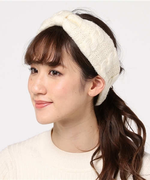salle de bal（サルデバル）の「ニットヘアバンド/ヘアターバン/アクリルモヘアターバン（ヘアバンド・レディース・ホワイト/ピンク/ブラック/ダークグリーン/ネイビー/グレー・FREE）」の2枚目の写真