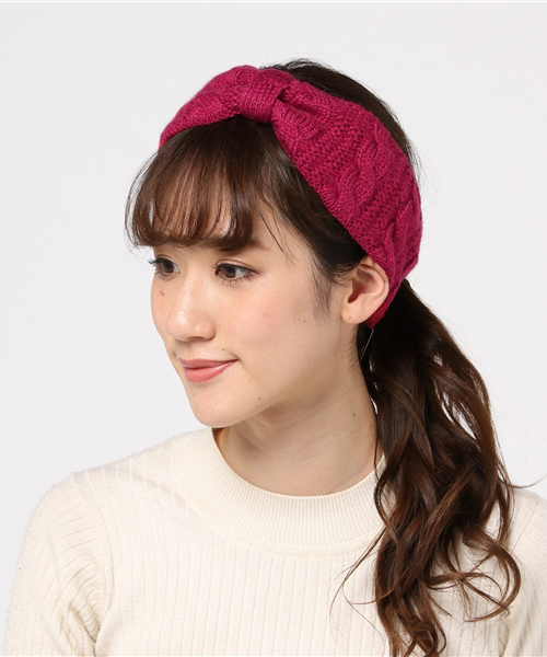salle de bal（サルデバル）の「ニットヘアバンド/ヘアターバン/アクリルモヘアターバン（ヘアバンド・レディース・ホワイト/ピンク/ブラック/ダークグリーン/ネイビー/グレー・FREE）」の6枚目の写真