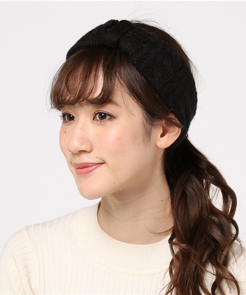 salle de bal（サルデバル）の「ニットヘアバンド/ヘアターバン/アクリルモヘアターバン（ヘアバンド・レディース・ホワイト/ピンク/ブラック/ダークグリーン/ネイビー/グレー・FREE）」の3枚目の写真