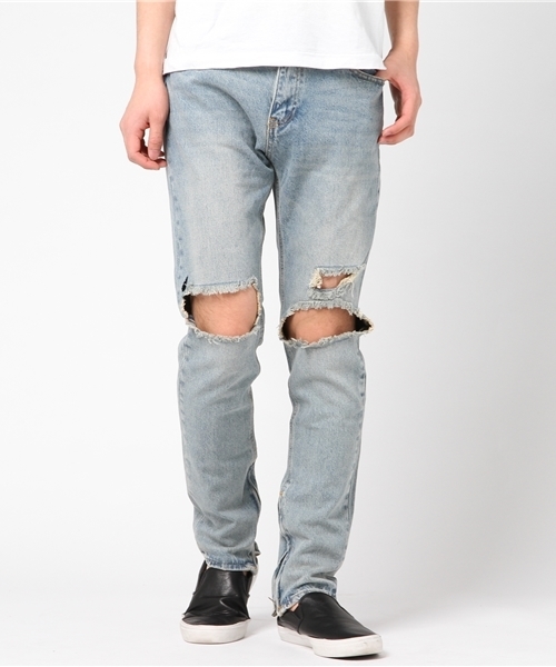 WEGO(ウィゴー)の「WEGO/クラッシュZIPスキニーデニム(デニムパンツ・メンズ・ライトインディゴブルー・LARGE/MEDIUM)」の17枚目の写真