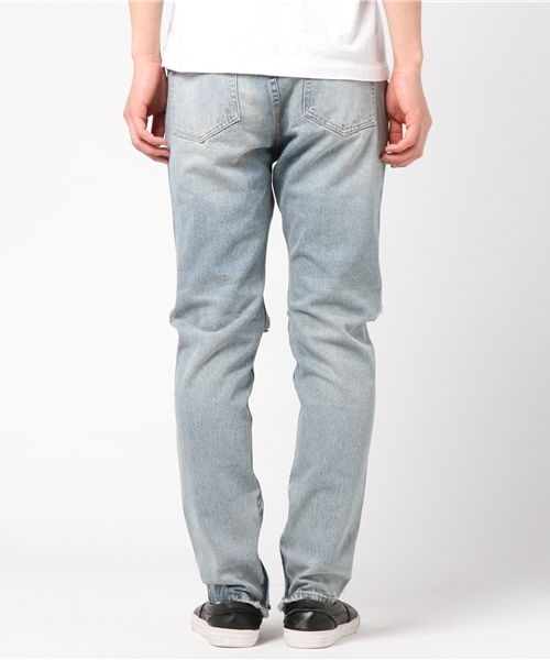 WEGO(ウィゴー)の「WEGO/クラッシュZIPスキニーデニム(デニムパンツ・メンズ・ライトインディゴブルー・LARGE/MEDIUM)」の3枚目の写真