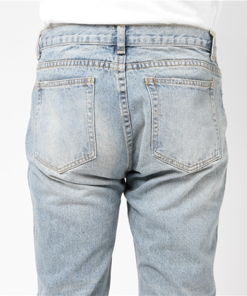 WEGO(ウィゴー)の「WEGO/クラッシュZIPスキニーデニム(デニムパンツ・メンズ・ライトインディゴブルー・LARGE/MEDIUM)」の6枚目の写真