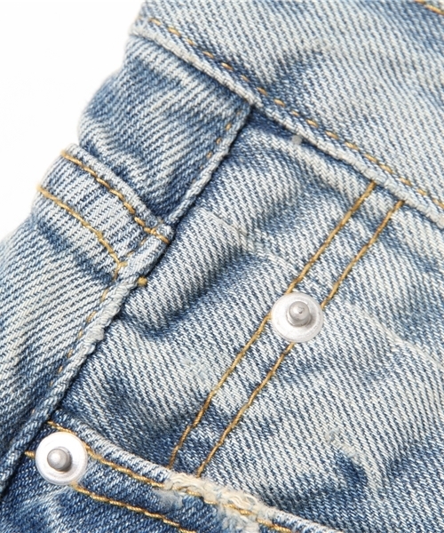 WEGO(ウィゴー)の「WEGO/クラッシュZIPスキニーデニム(デニムパンツ・メンズ・ライトインディゴブルー・LARGE/MEDIUM)」の12枚目の写真