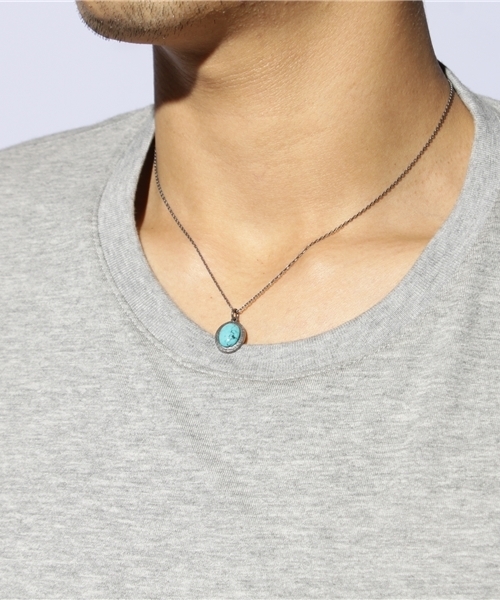 AMERICAN RAG CIE（アメリカンラグシー）の「AMERICANRAGCIE 天然石ネックレス （101-AFX-ART-06）∴（ネックレス・メンズ・ブラック/ターコイズブルー・フリー）」の6枚目の写真