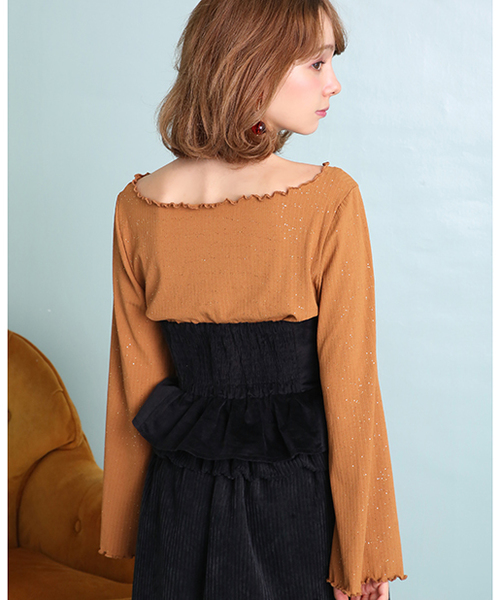 one after another NICE CLAUP(ワンアフターアナザーナイスクラップ)の「おしゃれなビスチェ付TOPS(Tシャツ/カットソー・レディース・ブラック/マスタード/レンガ・FREE)」の10枚目の写真