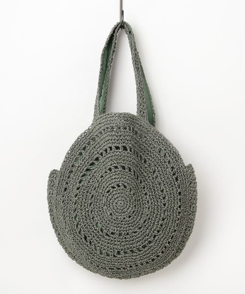 notch.（ノッチ）の「アンダリ ヒラソル サークルバック（かごバッグ・レディース・オフホワイト/ピンク/グリーン・ONE SIZE）」の3枚目の写真