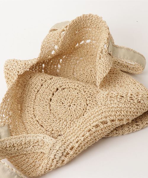 notch.（ノッチ）の「アンダリ ヒラソル サークルバック（かごバッグ・レディース・オフホワイト/ピンク/グリーン・ONE SIZE）」の6枚目の写真