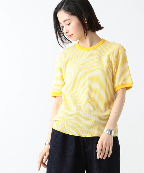 BEAMS BOY(ビームスボーイ)の「【別注】Healthknit / ワッフル ボーダー Tシャツ(Tシャツ/カットソー・レディース・ネイビー/イエロー/レッド/ブルー/ブラック/グリーン/ピンク/パープル/オレンジ・ONE SIZE)」の6枚目の写真
