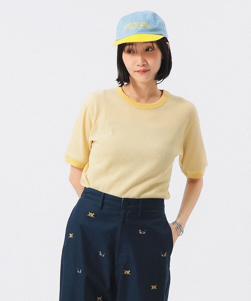BEAMS BOY(ビームスボーイ)の「【別注】Healthknit / ワッフル ボーダー Tシャツ(Tシャツ/カットソー・レディース・ネイビー/イエロー/レッド/ブルー/ブラック/グリーン/ピンク/パープル/オレンジ/イエロー系その他3/サックスブルー・ONE SIZE)」の8枚目の写真
