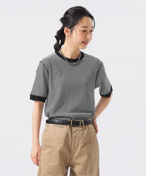 BEAMS BOY(ビームスボーイ)の「【別注】Healthknit / ワッフル ボーダー Tシャツ(Tシャツ/カットソー・レディース・ネイビー/イエロー/レッド/ブルー/ブラック/グリーン/ピンク/パープル/オレンジ/イエロー系その他3/サックスブルー・ONE SIZE)」の15枚目の写真