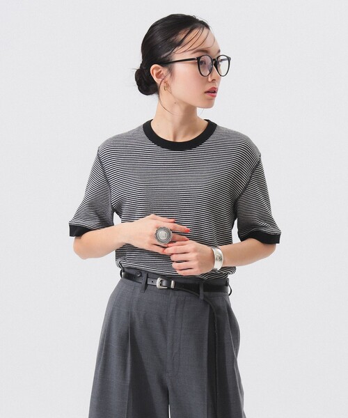 BEAMS BOY(ビームスボーイ)の「【別注】Healthknit / ワッフル ボーダー Tシャツ(Tシャツ/カットソー・レディース・ネイビー/イエロー/レッド/ブルー/ブラック/グリーン/ピンク/パープル/オレンジ/イエロー系その他3/サックスブルー・ONE SIZE)」の17枚目の写真
