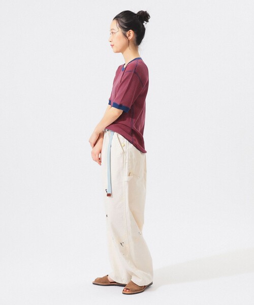 BEAMS BOY(ビームスボーイ)の「【別注】Healthknit / ワッフル ボーダー Tシャツ(Tシャツ/カットソー・レディース・ネイビー/イエロー/レッド/ブルー/ブラック/グリーン/ピンク/パープル/オレンジ/イエロー系その他3/サックスブルー・ONE SIZE)」の12枚目の写真
