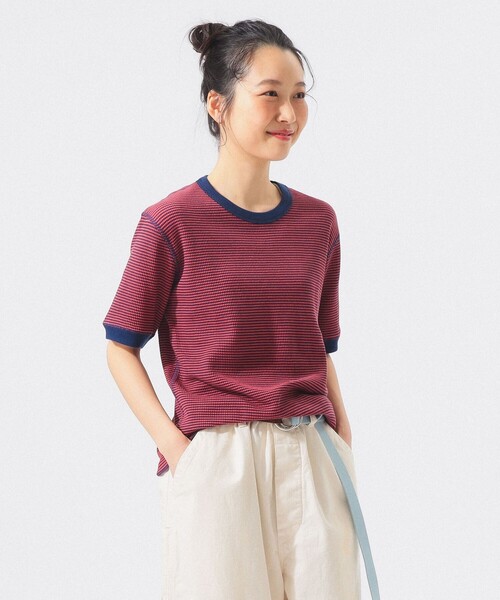 BEAMS BOY(ビームスボーイ)の「【別注】Healthknit / ワッフル ボーダー Tシャツ(Tシャツ/カットソー・レディース・ネイビー/イエロー/レッド/ブルー/ブラック/グリーン/ピンク/パープル/オレンジ/イエロー系その他3/サックスブルー・ONE SIZE)」の14枚目の写真