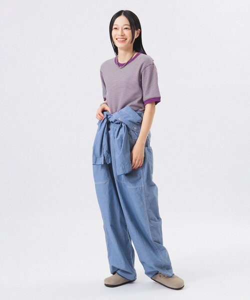 BEAMS BOY(ビームスボーイ)の「【別注】Healthknit / ワッフル ボーダー Tシャツ(Tシャツ/カットソー・レディース・ネイビー/イエロー/レッド/ブルー/ブラック/グリーン/ピンク/パープル/オレンジ/イエロー系その他3/サックスブルー・ONE SIZE)」の16枚目の写真