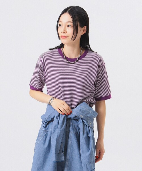 BEAMS BOY(ビームスボーイ)の「【別注】Healthknit / ワッフル ボーダー Tシャツ(Tシャツ/カットソー・レディース・ネイビー/イエロー/レッド/ブルー/ブラック/グリーン/ピンク/パープル/オレンジ/イエロー系その他3/サックスブルー・ONE SIZE)」の17枚目の写真