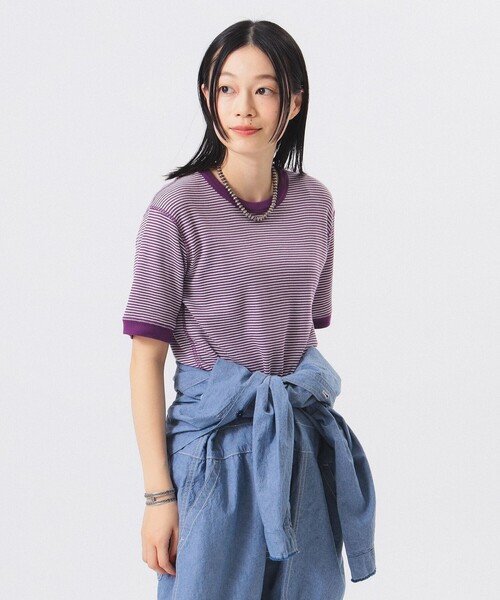 BEAMS BOY(ビームスボーイ)の「【別注】Healthknit / ワッフル ボーダー Tシャツ(Tシャツ/カットソー・レディース・ネイビー/イエロー/レッド/ブルー/ブラック/グリーン/ピンク/パープル/オレンジ/イエロー系その他3/サックスブルー・ONE SIZE)」の18枚目の写真