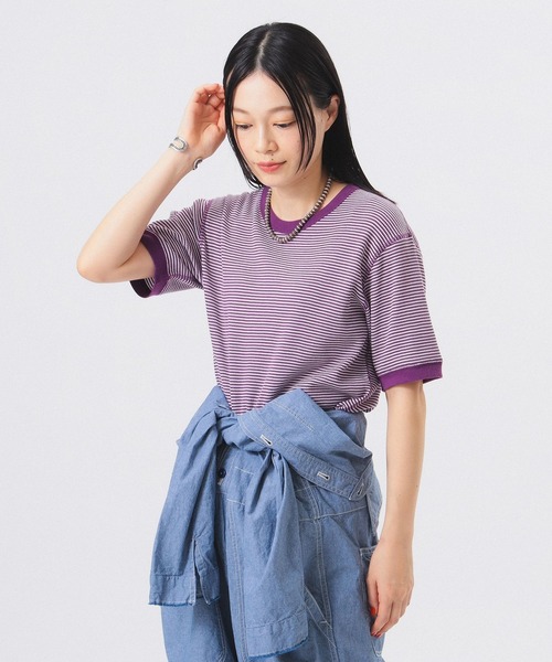 BEAMS BOY(ビームスボーイ)の「【別注】Healthknit / ワッフル ボーダー Tシャツ(Tシャツ/カットソー・レディース・ネイビー/イエロー/レッド/ブルー/ブラック/グリーン/ピンク/パープル/オレンジ/イエロー系その他3/サックスブルー・ONE SIZE)」の6枚目の写真