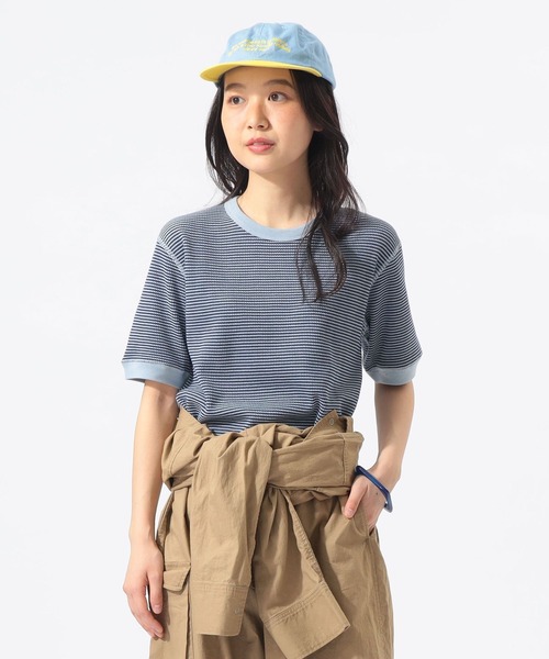 BEAMS BOY(ビームスボーイ)の「【別注】Healthknit / ワッフル ボーダー Tシャツ(Tシャツ/カットソー・レディース・ネイビー/イエロー/レッド/ブルー/ブラック/グリーン/ピンク/パープル/オレンジ/イエロー系その他3/サックスブルー・ONE SIZE)」の4枚目の写真