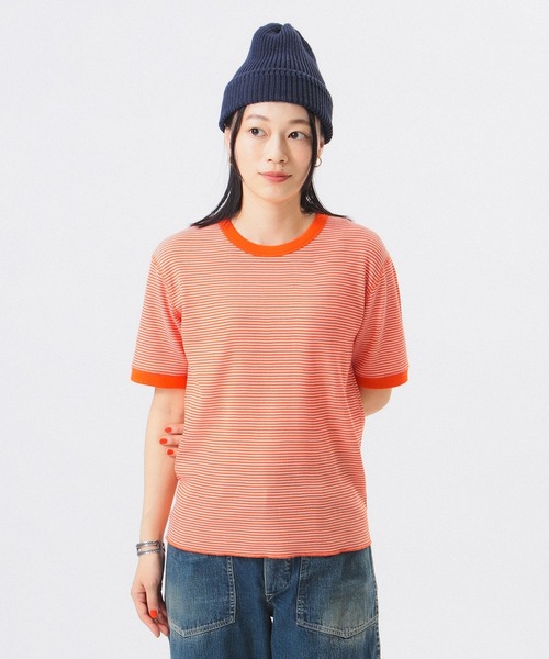 BEAMS BOY(ビームスボーイ)の「【別注】Healthknit / ワッフル ボーダー Tシャツ(Tシャツ/カットソー・レディース・ネイビー/イエロー/レッド/ブルー/ブラック/グリーン/ピンク/パープル/オレンジ/イエロー系その他3/サックスブルー・ONE SIZE)」の11枚目の写真