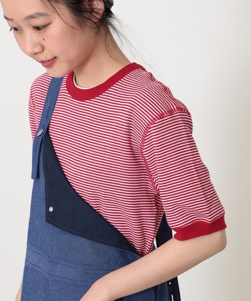 BEAMS BOY(ビームスボーイ)の「【別注】Healthknit / ワッフル ボーダー Tシャツ(Tシャツ/カットソー・レディース・ネイビー/イエロー/レッド/ブルー/ブラック/グリーン/ピンク/パープル/オレンジ・ONE SIZE)」の13枚目の写真