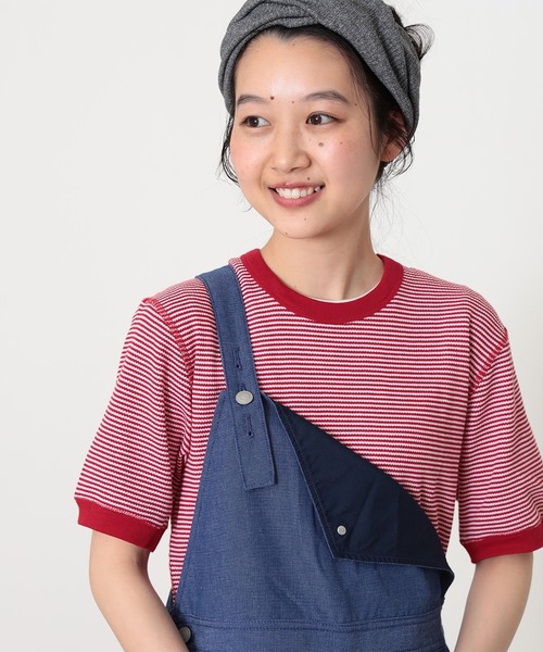 BEAMS BOY(ビームスボーイ)の「【別注】Healthknit / ワッフル ボーダー Tシャツ(Tシャツ/カットソー・レディース・ネイビー/イエロー/レッド/ブルー/ブラック/グリーン/ピンク/パープル/オレンジ・ONE SIZE)」の14枚目の写真