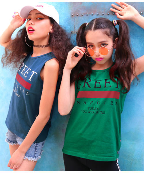 Girl アナップガール のファッション Anap スナップ付プリントタンクトップ タンクトップ Anap セール