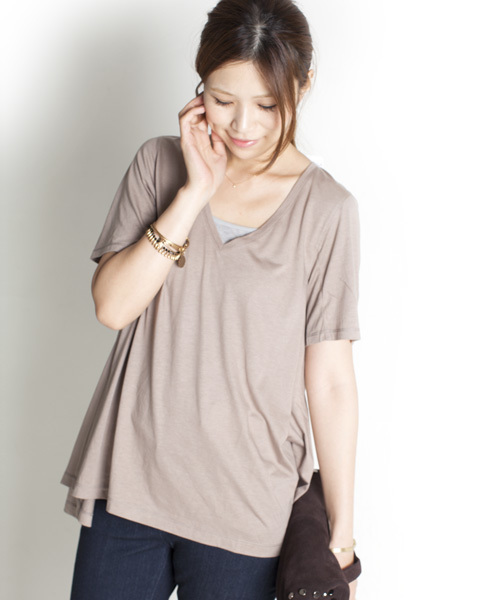 NANO universe(ナノユニバース)の「FF/A-lineカラーTee H/S(Tシャツ/カットソー・レディース・オフホワイト/ライトグレー/ベージュ/チャコール/ネイビー/ブラック/コーラル/イエロー/ブルー/ライトグリーン・FREE)」の6枚目の写真