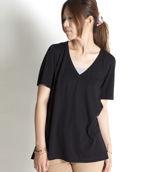 NANO universe(ナノユニバース)の「FF/A-lineカラーTee H/S(Tシャツ/カットソー・レディース・オフホワイト/ライトグレー/ベージュ/チャコール/ネイビー/ブラック/コーラル/イエロー/ブルー/ライトグリーン・FREE)」の3枚目の写真