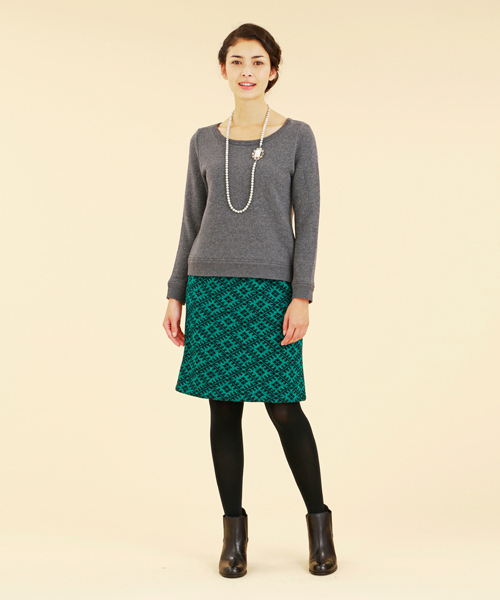 BEAMS LIGHTS Women's(ビームスライツ ウィメンズ)の「□BEAMS LIGHTS / ニットソープリントセミタイト(スカート・レディース・ベージュ/グリーン/ブラウン系その他・36/38)」の3枚目の写真