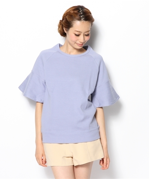 Another Edition(アナザーエディション)の「NYN フライス フリル S/SL PO(Tシャツ/カットソー・レディース・グレー/オフホワイト/ライラック・フリー)」の1枚目の写真