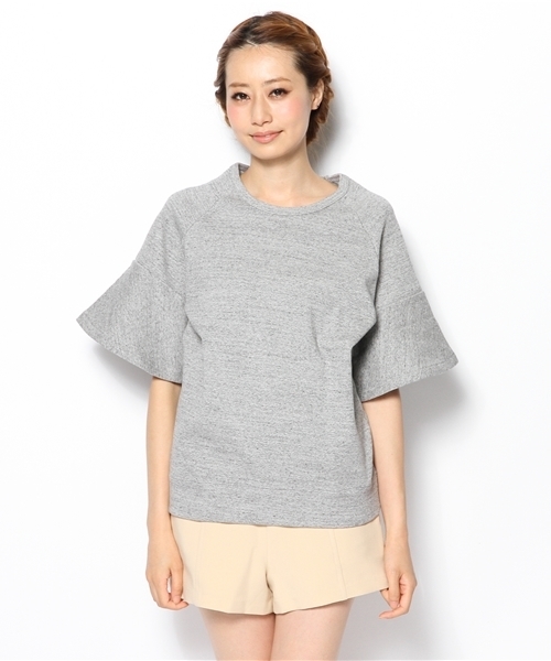 Another Edition(アナザーエディション)の「NYN フライス フリル S/SL PO(Tシャツ/カットソー・レディース・グレー/オフホワイト/ライラック・フリー)」の4枚目の写真