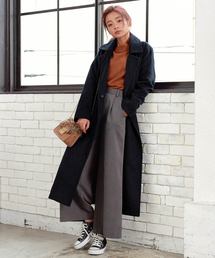 KOBE LETTUCE | ウエストリボンベルト付きフェイクウールロング丈チェスターコート＊アウター/ガウンコート/レディース[K749]神戸レタス(チェスターコート)