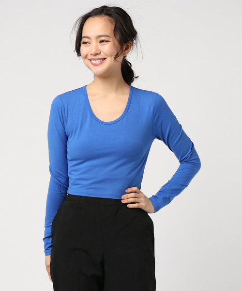 WEGO（ウィゴー）の「WEGO/Uネックカットソー（Tシャツ/カットソー・レディース・オフホワイト/ブラック/ブルー/ライトパープル・FREE）」の4枚目の写真