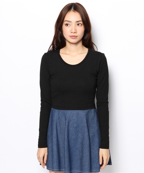 WEGO（ウィゴー）の「WEGO/Uネックカットソー（Tシャツ/カットソー・レディース・オフホワイト/ブラック/ブルー/ライトパープル・FREE）」の5枚目の写真